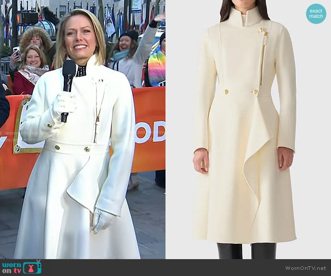 Mackage Annia Asymmetric Wool Double Face Coat in Cream worn by Dylan Dreyer on Today