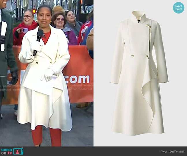Sheinelle’s white ruffle wool coat on Today