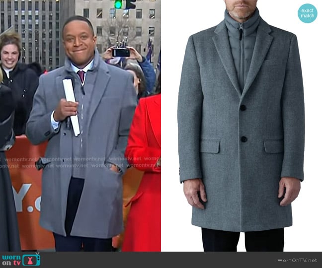 Mackage Skai-SLB Virgin Wool Coat with Removable Down Bib in Carbon Mix worn by Craig Melvin on Today
