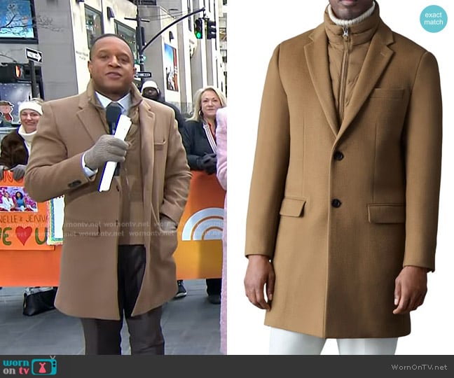 Mackage Skai-SLB Virgin Wool Coat with Removable Down Bib in Otter worn by Craig Melvin on Today