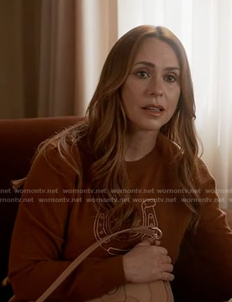 Maddie's brown Lucky print sweater on 9-1-1