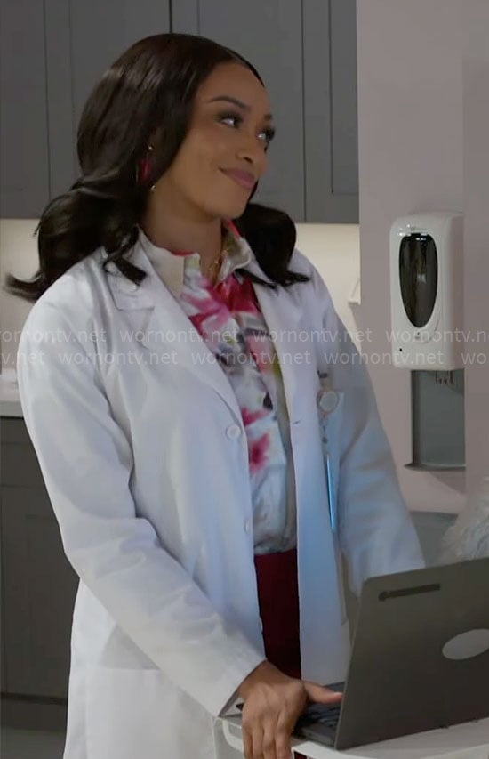 Madison’s watercolor floral blouse on Beyond the Gates