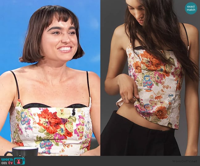 Coco Mocoe’s floral cami on Access Hollywood