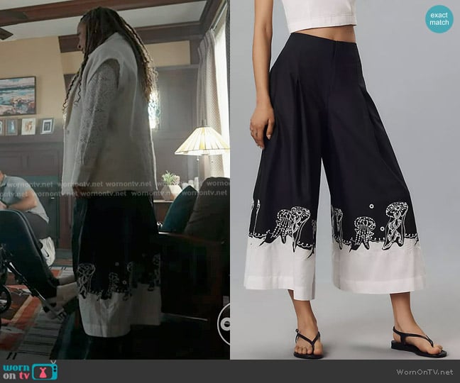 Maeve Jellyfish Printed Skirty Culotte Pants worn by Karen Wilson (Tracie Thoms) on 9-1-1