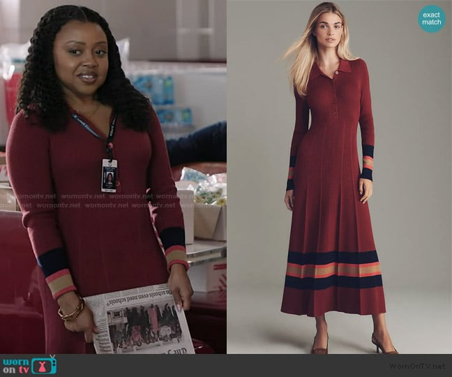 Janine’s burgundy dress on Abbott Elementary