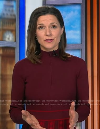 Maggie's Burgundy knit midi dress on Good Morning America
