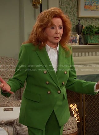 Maggie’s green double breasted blazer and pants on Days of our Lives