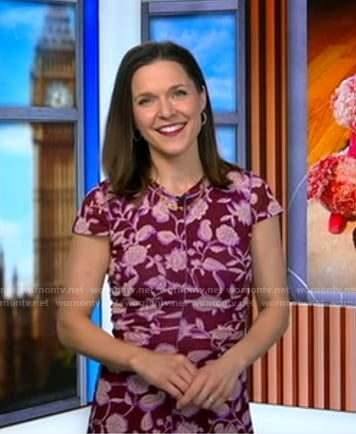 Maggie’s pink floral short sleeve dress on Good Morning America