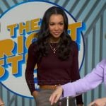 Malika's burgundy button cuff sweater on Good Morning America