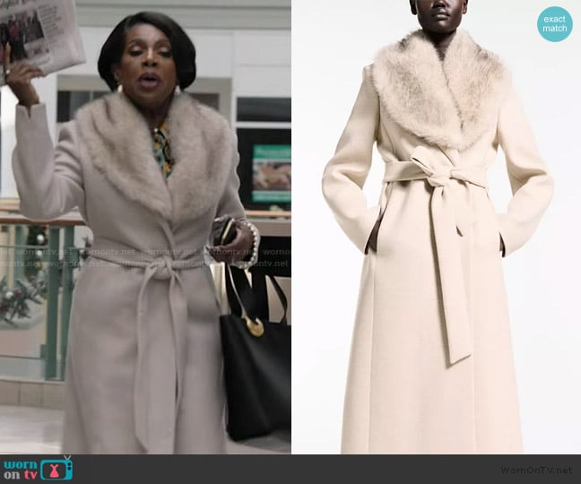 Mango  Detachable Collar Manteco Wool Coat worn by Barbara Howard (Sheryl Lee Ralph) on Abbott Elementary