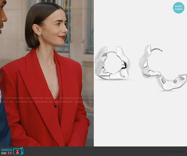 Mara Paris Lunar Medium Hinged Earrings worn by Emily Cooper (Lily Collins) on Emily in Paris