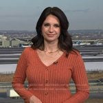 Maria’s orange ribbed v-neck sweater dress on Today