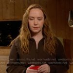 Mariah’s brown zip knit jacket and pants set on The Young and the Restless