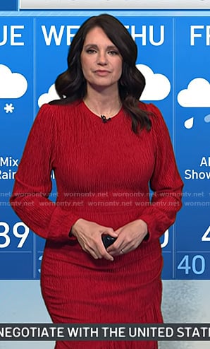 Maria's red ruffle hem dress on Today