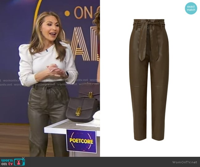 Marissa Webb Tie Front Faux Leather Pants worn by Lori Bergamotto on Good Morning America