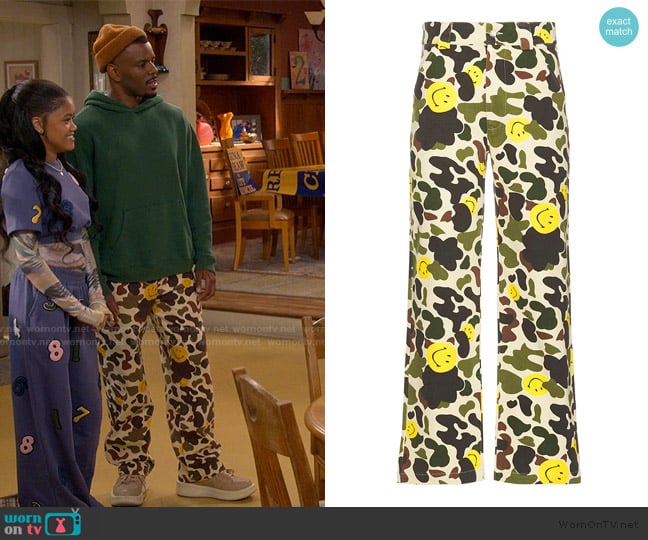 Market Smiley Camo Cargo Pants worn by Bernard Upshaw Jr (Jermelle Simon) on The Upshaws