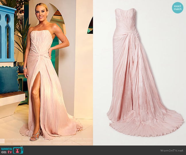 Marmar Halim Strapless Gathered Plissé-taffeta Gown worn by Whitney Rose on The Real Housewives of Salt Lake City
