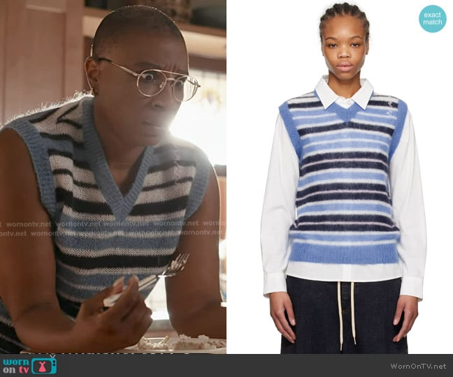 Hen’s blue striped knit vest on 9-1-1 Hen’s blue striped knit vest on 9-1-1