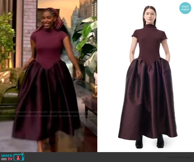 Marques Almeida Burgundy Cap Sleeve Dress worn by Jessica Williams on The View