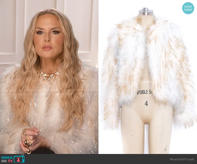 Martha Madden label Vintage Tinsel Embellished Marabou Jacket worn by Rachel Zoe on The Real Housewives of Beverly Hills