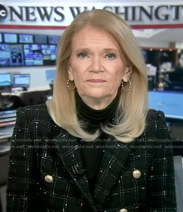 Martha's black check double breasted blazer on Good Morning America