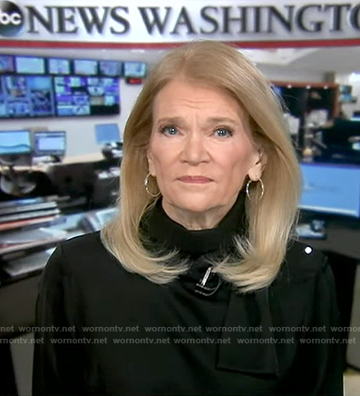 Martha's black tie neck blouse on Good Morning America