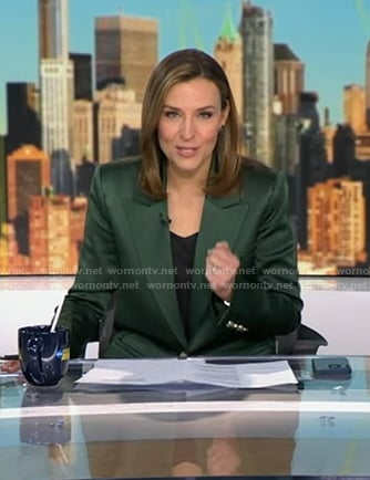 Mary's green satin blazer and pants on Good Morning America