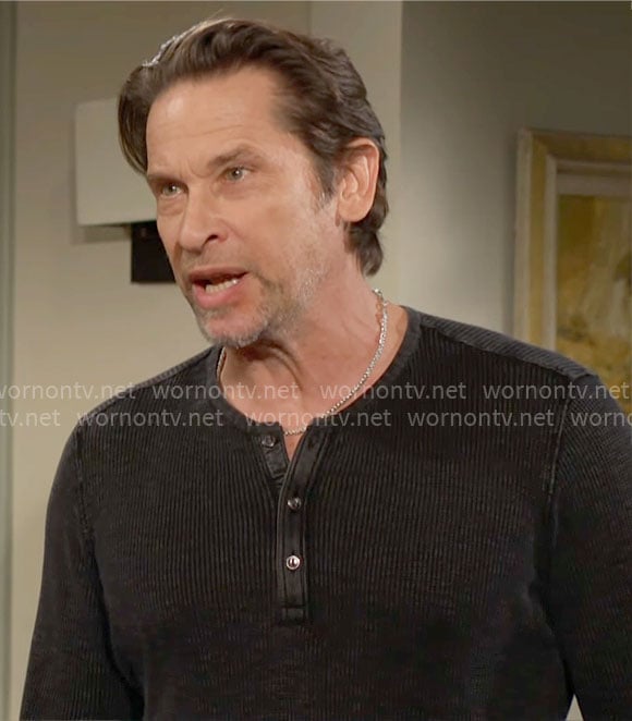 Matt’s black henley tee on The Young and the Restless