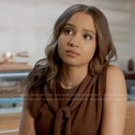 May’s brown tie neck sleeveless sweater on 9-1-1