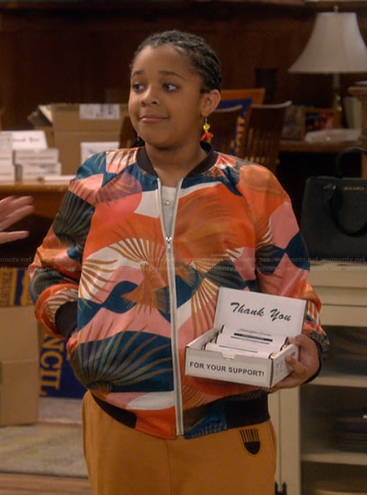 Maya’s printed bomber jacket on The Upshaws