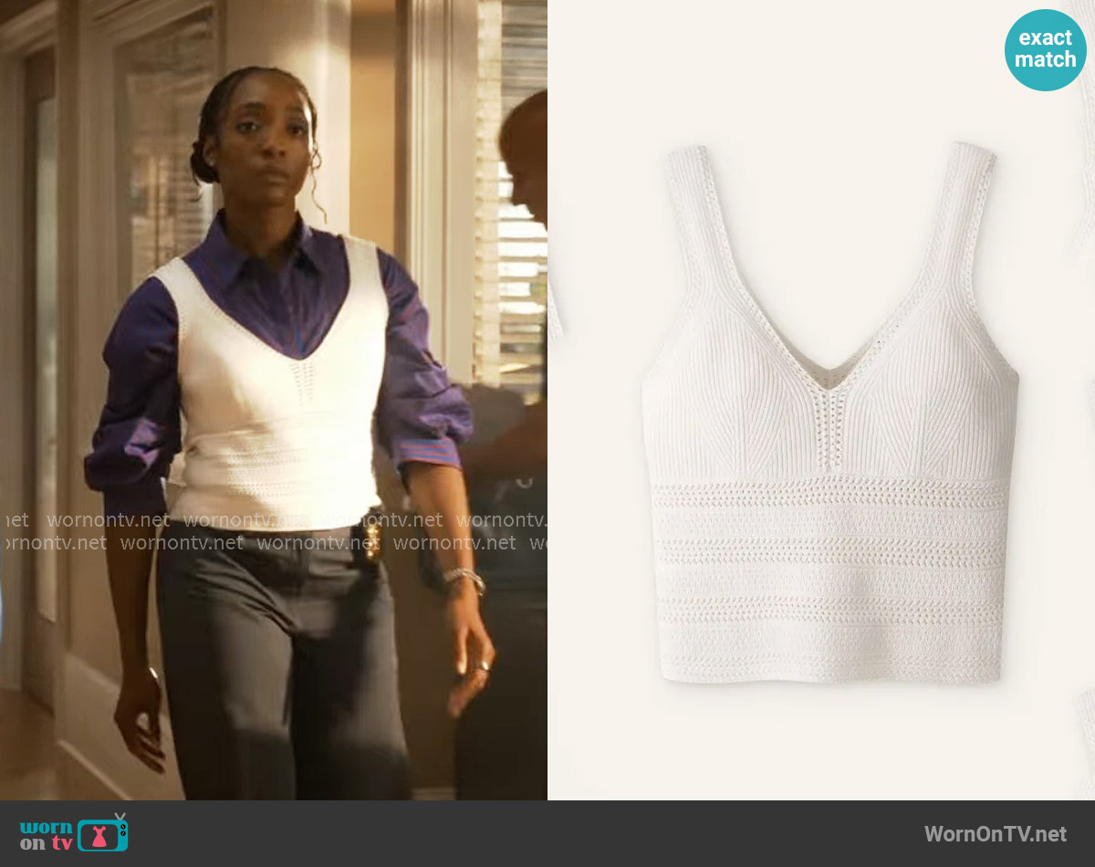 Me + Em Cotton Fashioned Longline Knit Cami worn by Faith Mitchell (Iantha Richardson) on Will Trent