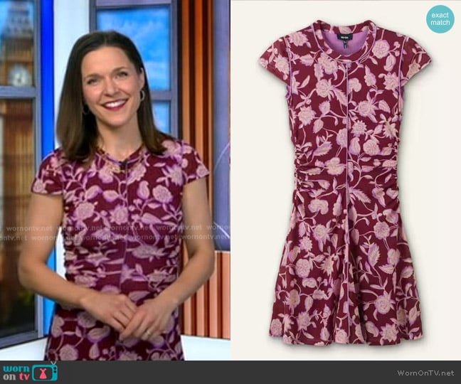 Maggie’s pink floral short sleeve dress on GMA Maggie’s pink floral short sleeve dress on GMA