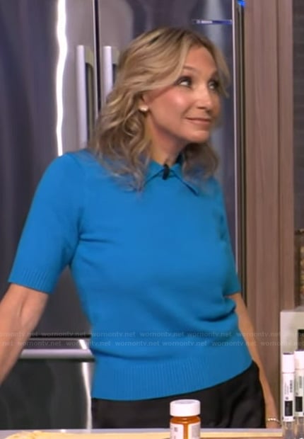 Melina Jampolis's blue collared sweater on Live with Kelly and Mark