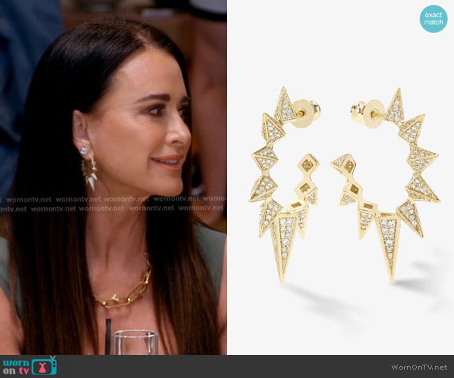 Melinda Maria Gabriella's Big Sista Pavé Hoops worn by Kyle Richards on The Real Housewives of Beverly Hills