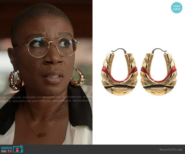 Melody Ehsani 1998 Door Knocker Earrings worn by Henrietta Wilson (Aisha Hinds) on 9-1-1