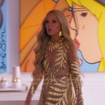 Rachel’s gold leaf sheer maxi dress on The Real Housewives of Beverly Hills