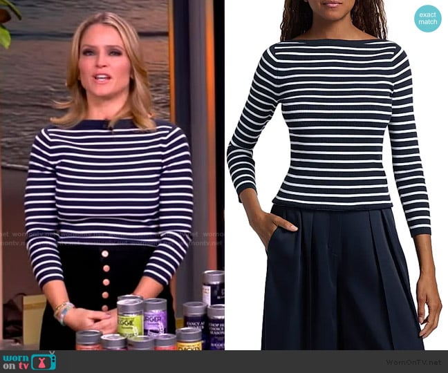 Michael Kors Collection Striped Boatneck Sweater worn by Sara Haines on The View