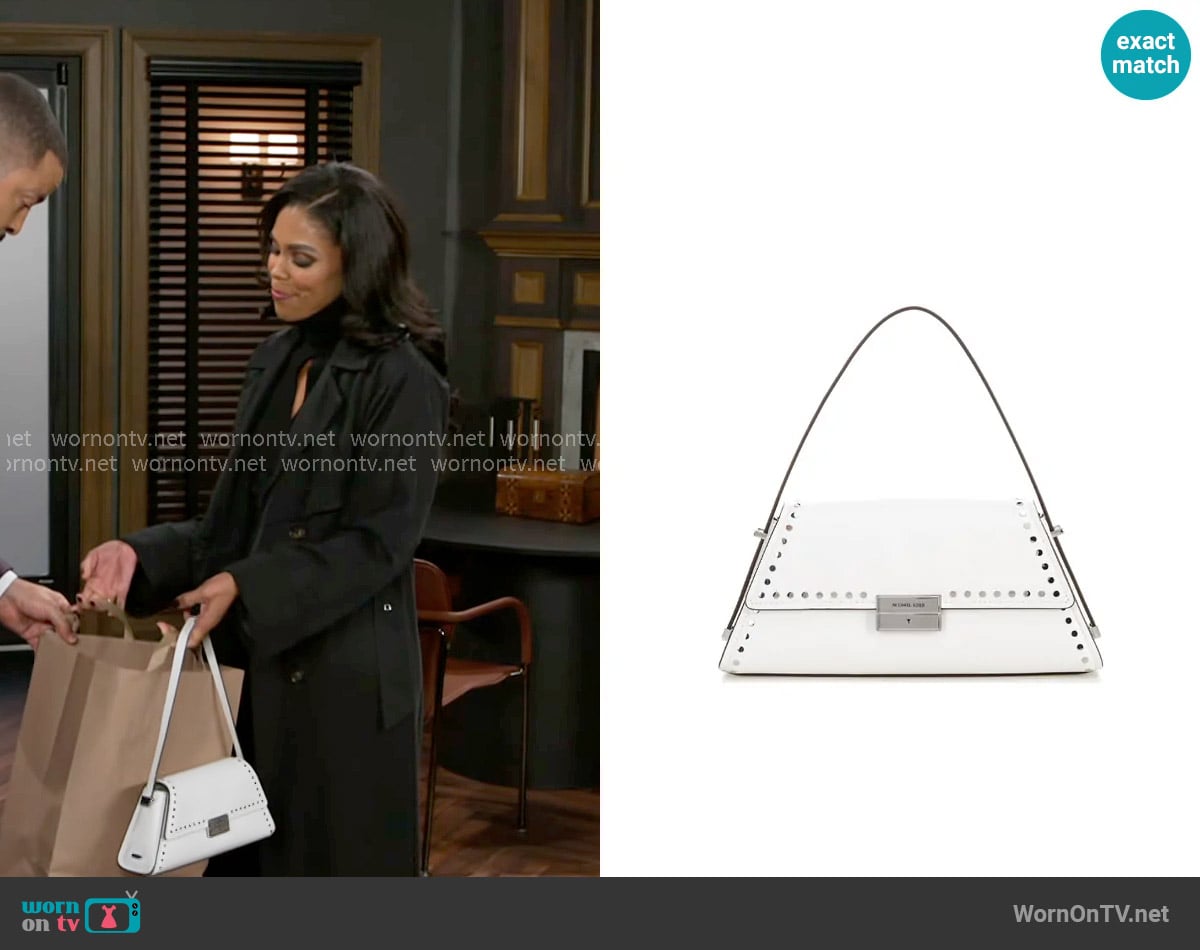 MICHAEL Michael Kors Ludlow Medium Studded Leather Shoulder Bag worn by Dani Dupree (Karla Mosley) on Beyond the Gates