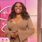 Sherri’s beige v-neck sweater dress on Sherri