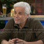 Michael’s olive green cable knit polo sweater on The Young and the Restless