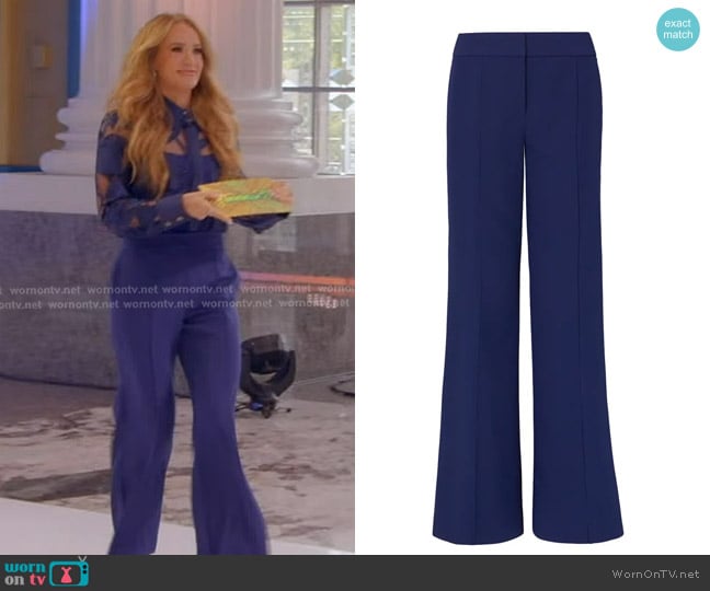 Milly Nash Wide Leg Cady Pants in Navy worn by Carrie Underwood on American Idol