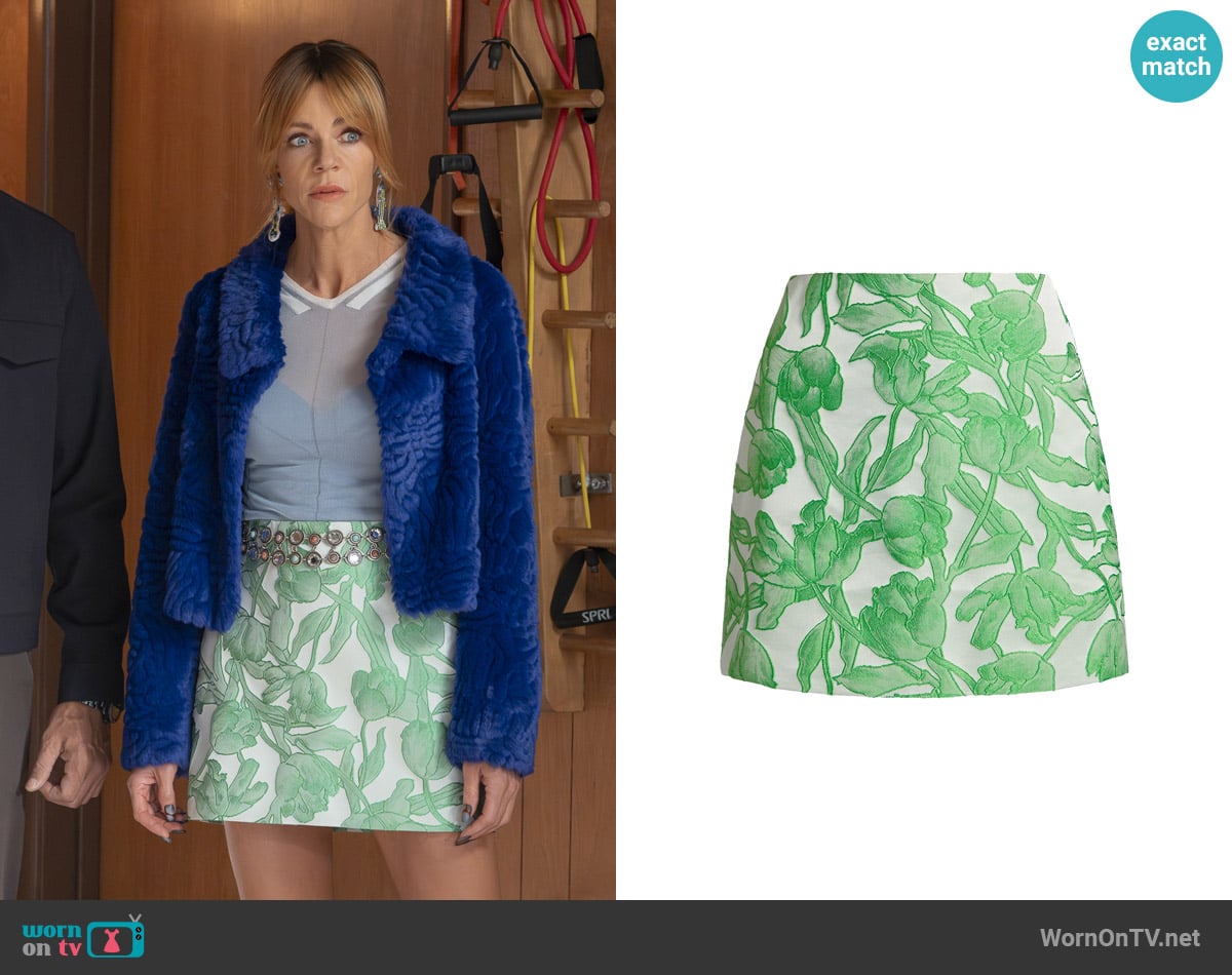 Milly Tulip Jacquard Miniskirt worn by Morgan Gillory (Kaitlin Olson) on High Potential