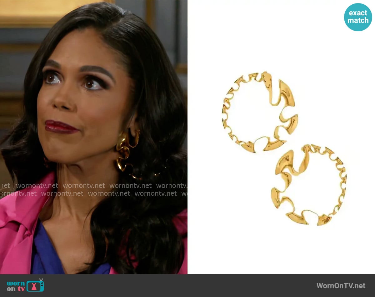 Misho Winter Flower Hoops worn by Dani Dupree (Karla Mosley) on Beyond the Gates