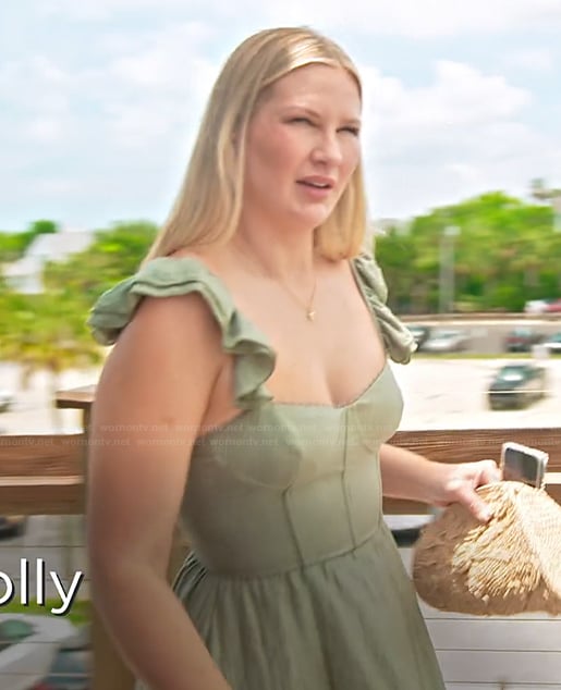 Molly's green bustier ruffle strap dress on Southern Charm