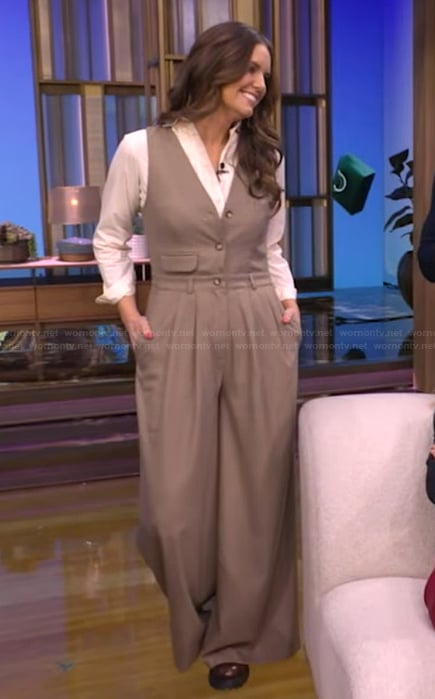 Monica's gingham check jumpsuit on Live with Kelly and Mark