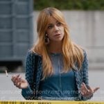 Morgan’s denim top, jacket and pleated skirt on High Potential