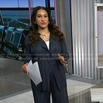 Morgan’s navy pleated jacket and pants on NBC News Daily
