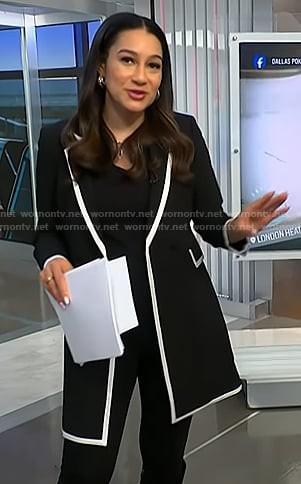 Morgan's black contrast trim blazer on NBC News Daily