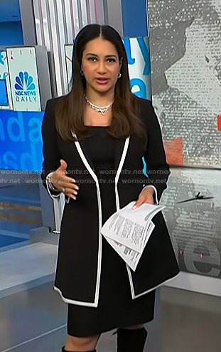 Morgan's black contrast trim blazer on NBC News Daily
