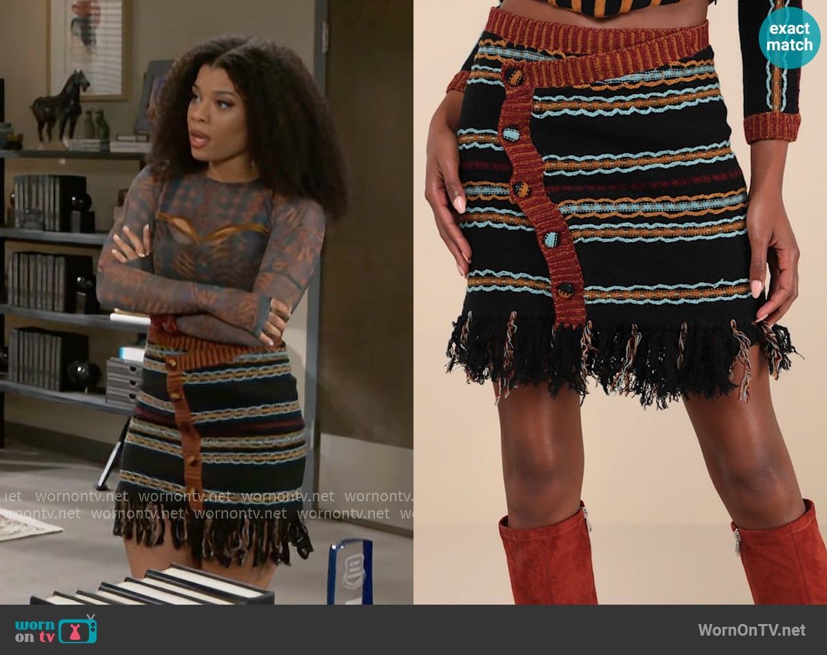 Mutma Shada Knitted Skirt worn by Eva Thomas (Ambyr Michelle) on Beyond the Gates
